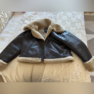 Oversized Zara Aviator Leather Bomber, size XS